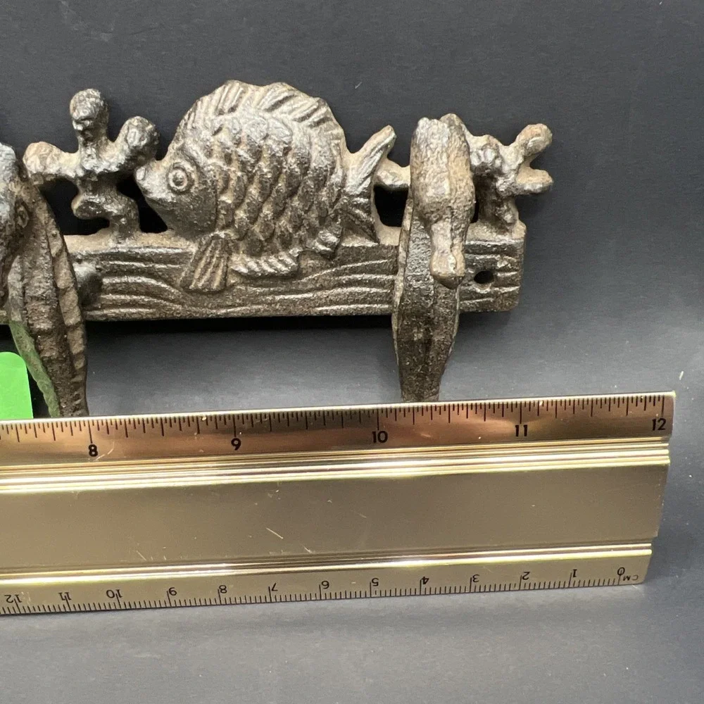 Seahorse Key Rack Nautical Hooks Towel Coat Holder Cast Iron Starfish Coral